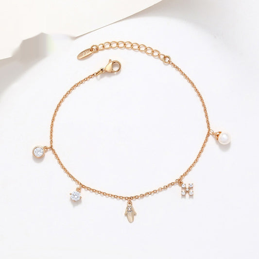 Copper Inlaid Zircon Tassel Bracelet High Sense Special Interest Light Luxury