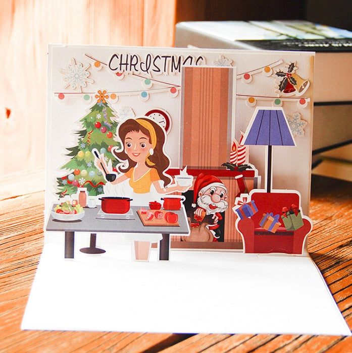 Christmas Card Wholesale Creative 3D Stereo Greeting Card Holiday Wish Card Kindergarten Handmade Greeting Card