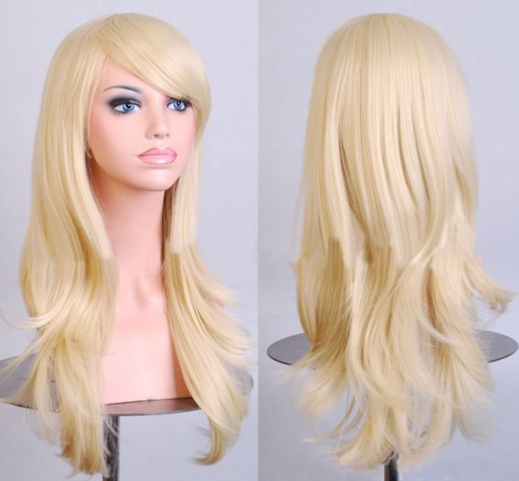 AliExpress best selling cos long scroll anime cosplay color Europe and America wig foreign trade gold models factory direct