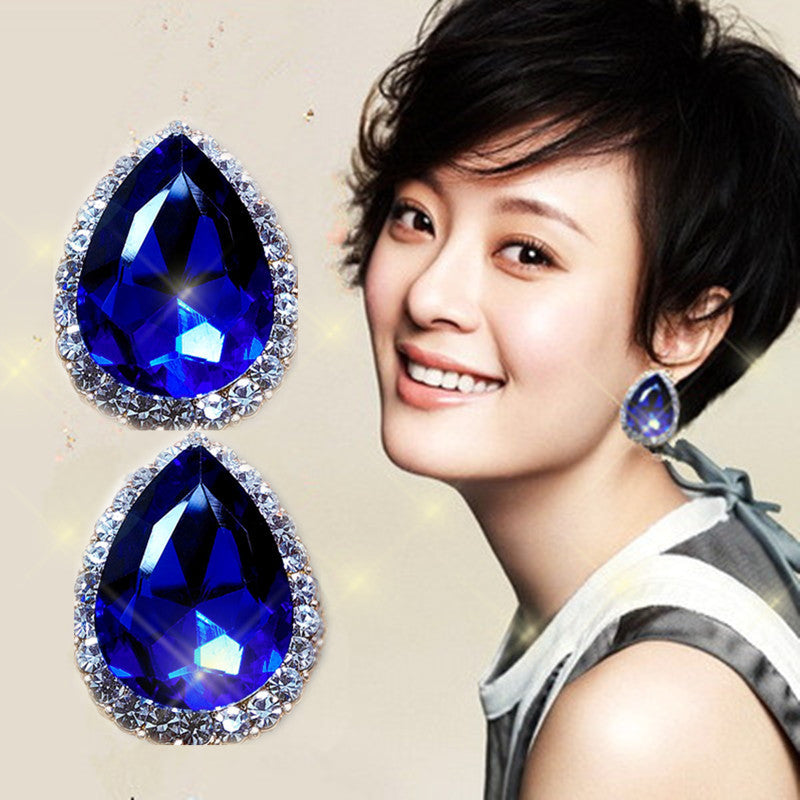 925 earrings retro drop-shaped crystal diamond earrings