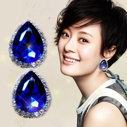 925 earrings retro drop-shaped crystal diamond earrings