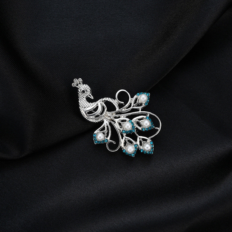 Full Diamond High-grade Peacock Alloy Brooch