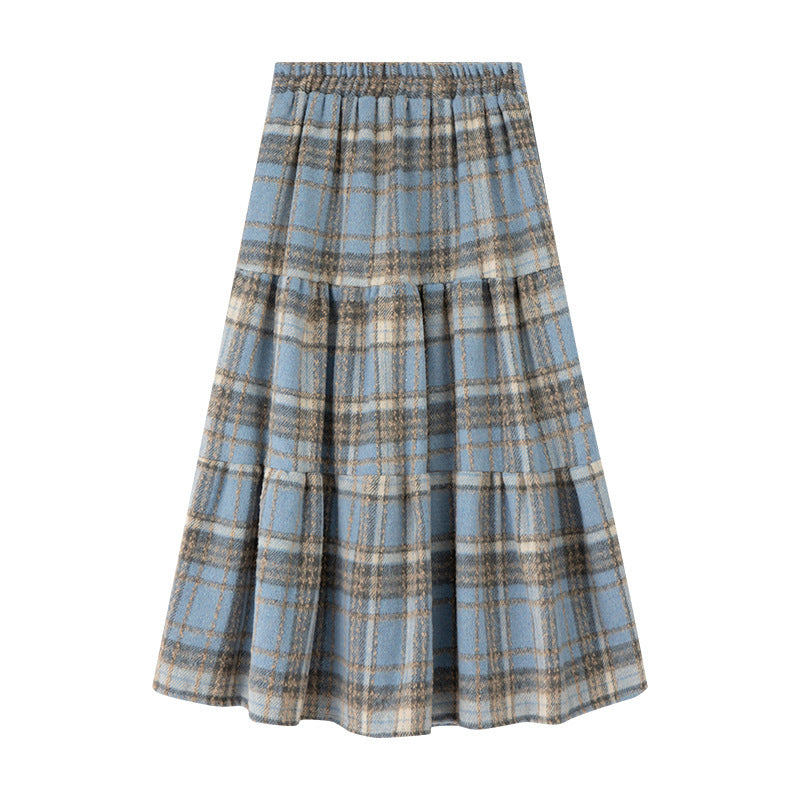 Thickened Plaid Woolen Skirt For Women Autumn And Winter New High Waist