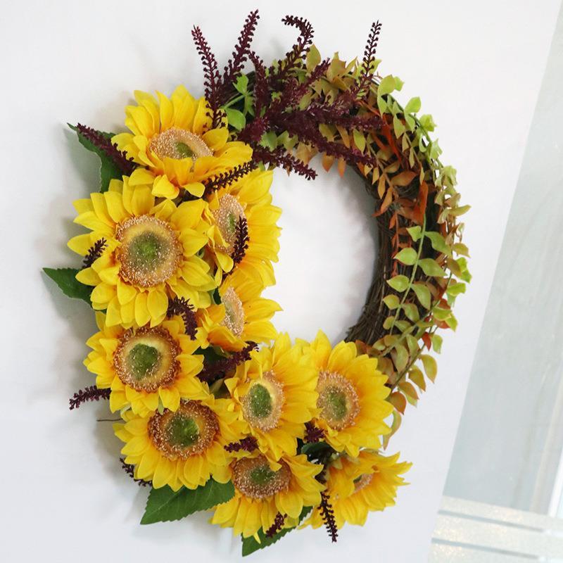 Artificial Silk Flower Thanksgiving Day Door Decoration Wall Hanging Wreath