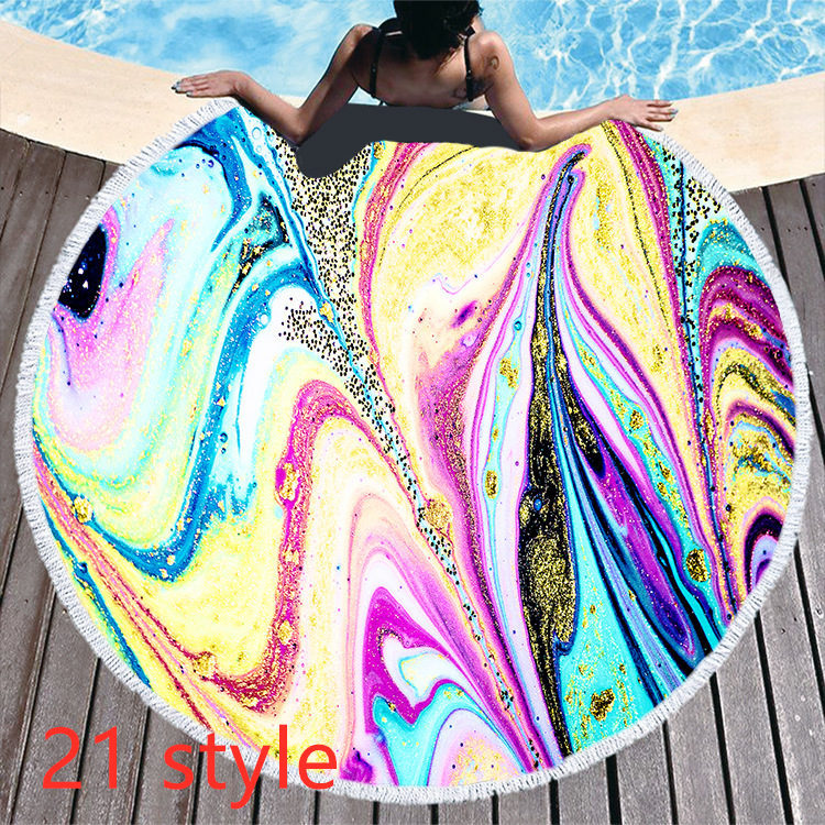 Round Printed Beach Towel Microfiber Bath Towel