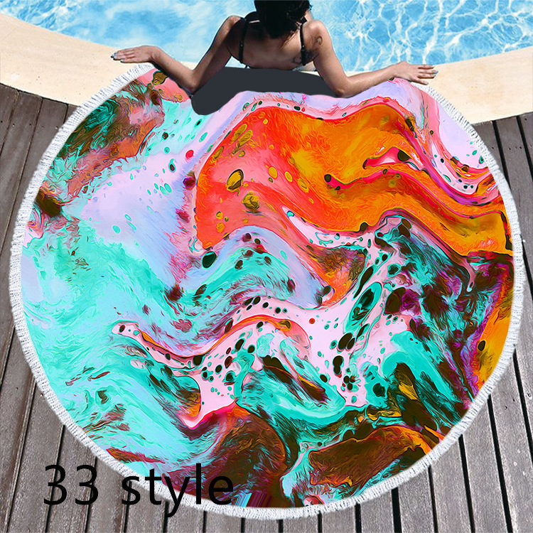 Round Printed Beach Towel Microfiber Bath Towel