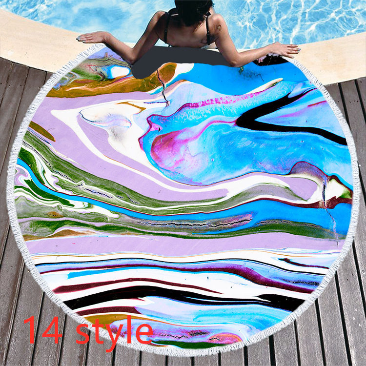 Round Printed Beach Towel Microfiber Bath Towel