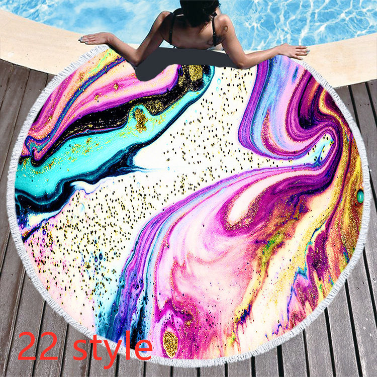 Round Printed Beach Towel Microfiber Bath Towel