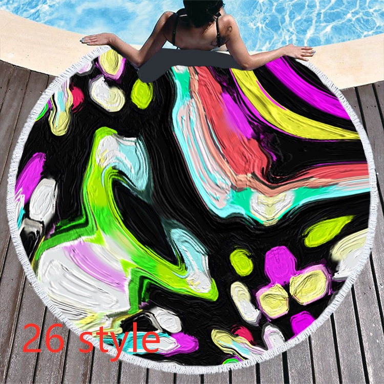 Round Printed Beach Towel Microfiber Bath Towel