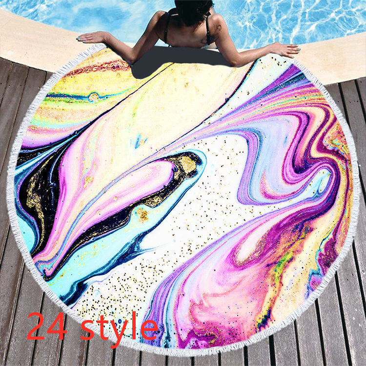 Round Printed Beach Towel Microfiber Bath Towel