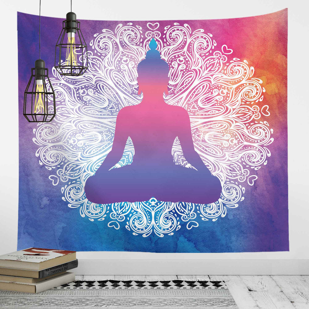 Tapiz de pared con impresión digital de fondo nórdico, tapiz de meditación de yoga, tapiz de decoración del hogar