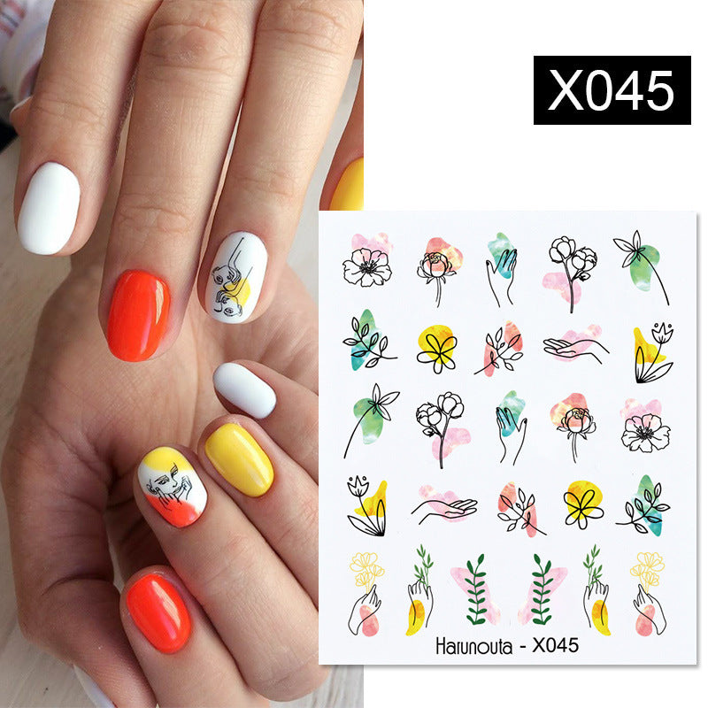 Pegatinas para uñas con forma de fruta, animal, mariposa y flor