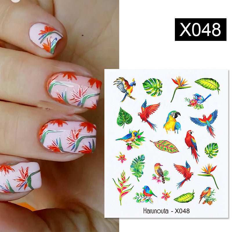 Pegatinas para uñas con forma de fruta, animal, mariposa y flor