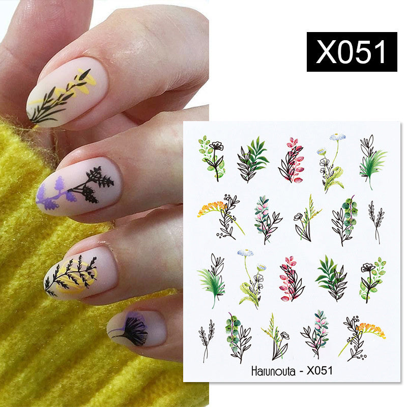 Pegatinas para uñas con forma de fruta, animal, mariposa y flor