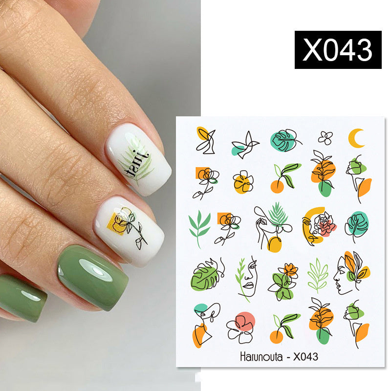 Pegatinas para uñas con forma de fruta, animal, mariposa y flor