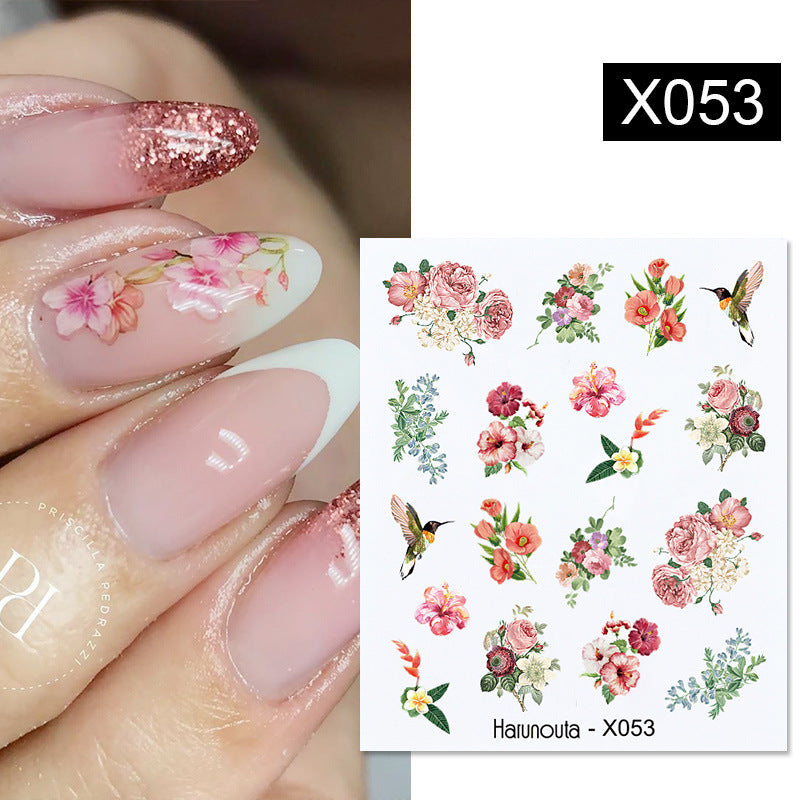 Pegatinas para uñas con forma de fruta, animal, mariposa y flor