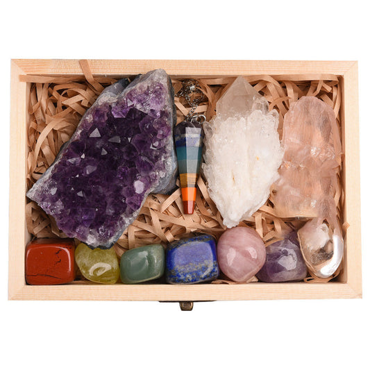 Amethyst Block Natural Crystal Hexagonal Prism Power Stone Exquisite Gift Box Packaging