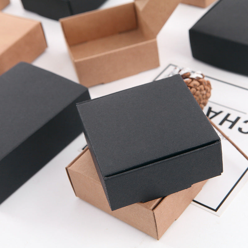 Kraft Paper Box Black Card Small Jewelry Paper Box