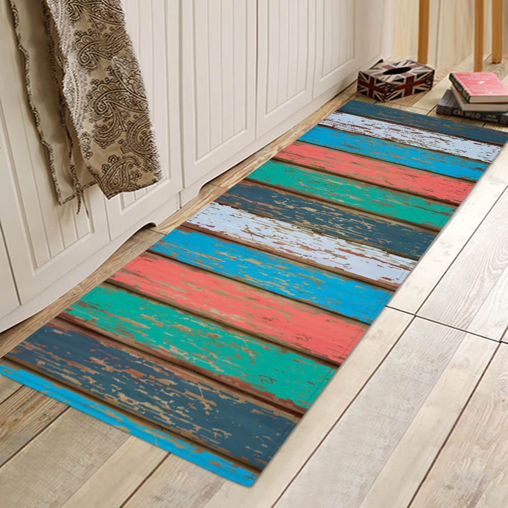 Alfombra de cocina, dormitorio, sala de estar, alfombra de entrada, pasillo, balcón, alfombra de piso con patrón de madera, alfombra larga antideslizante para baño