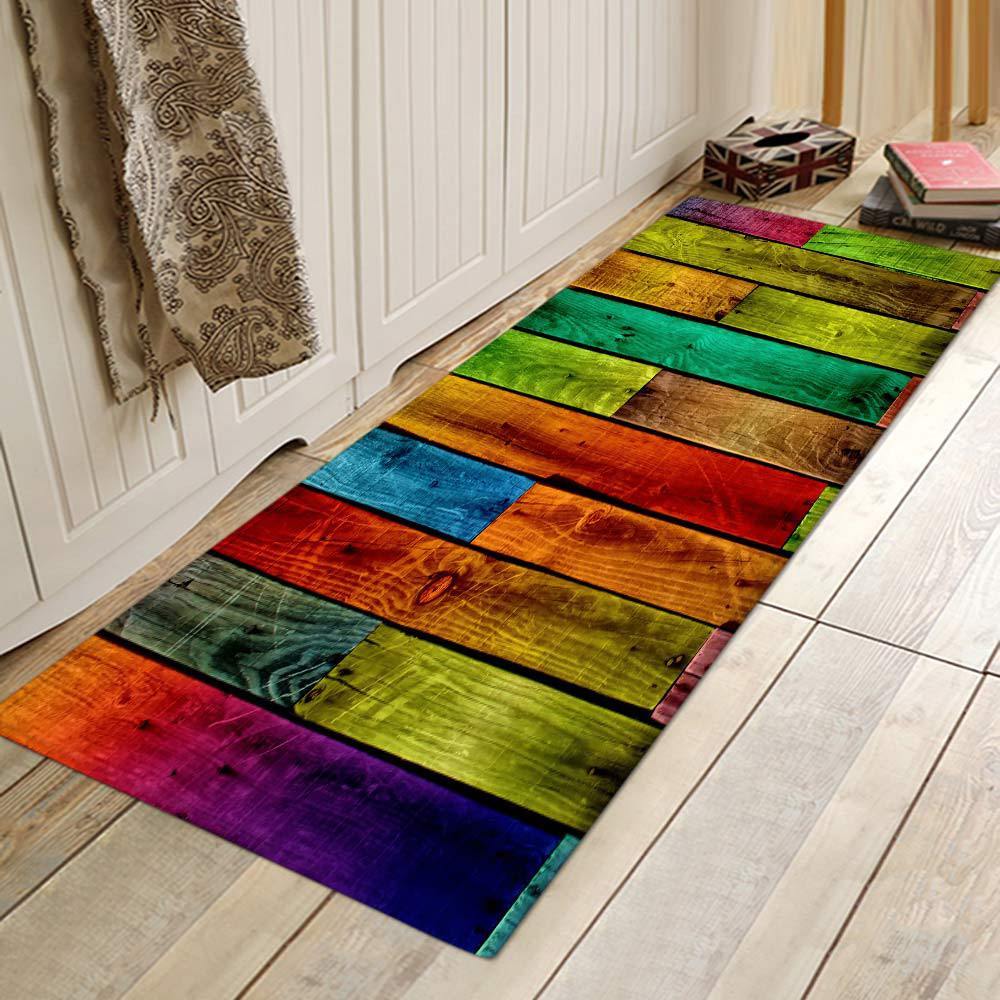 Alfombra de cocina, dormitorio, sala de estar, alfombra de entrada, pasillo, balcón, alfombra de piso con patrón de madera, alfombra larga antideslizante para baño