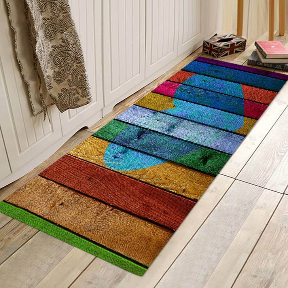 Alfombra de cocina, dormitorio, sala de estar, alfombra de entrada, pasillo, balcón, alfombra de piso con patrón de madera, alfombra larga antideslizante para baño