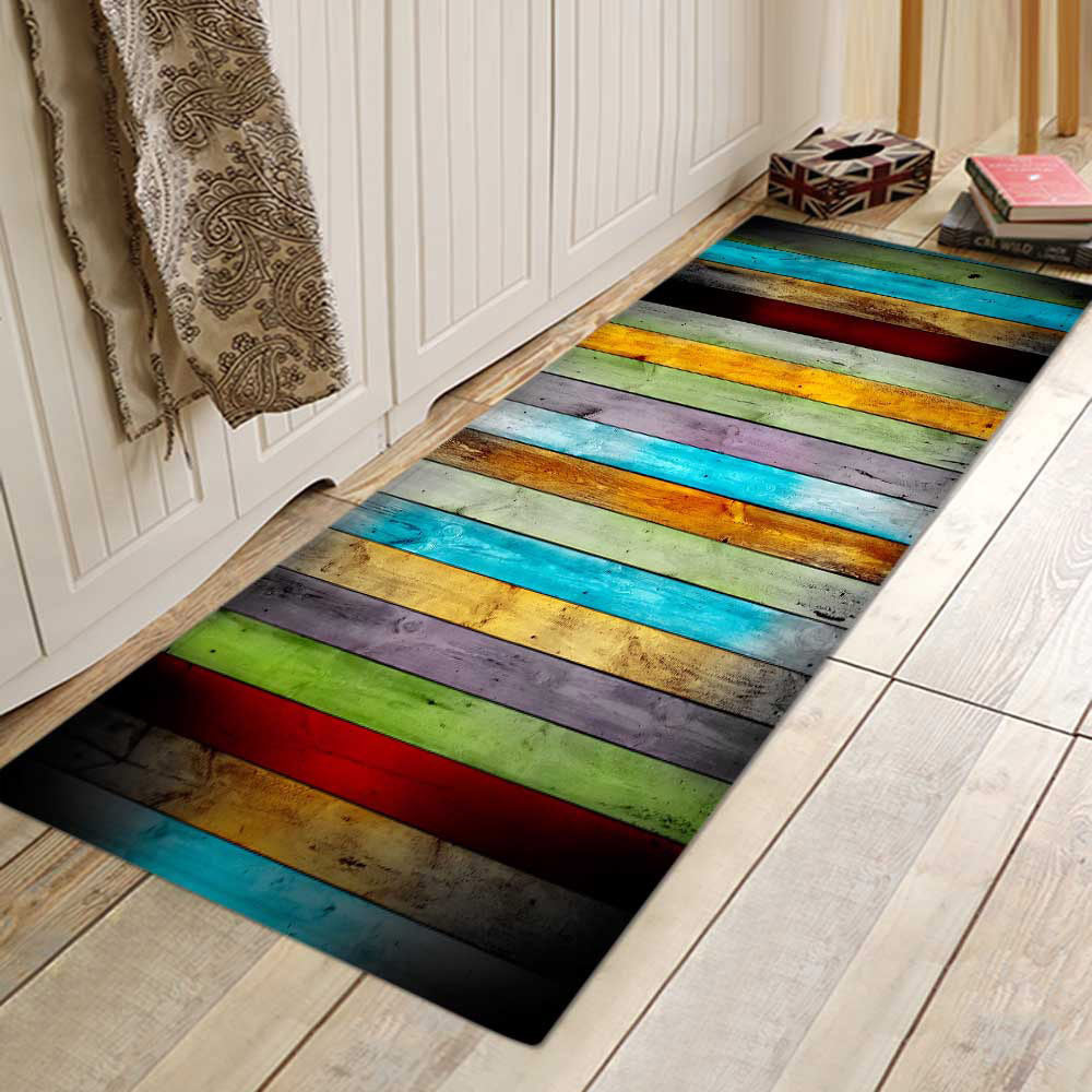 Alfombra de cocina, dormitorio, sala de estar, alfombra de entrada, pasillo, balcón, alfombra de piso con patrón de madera, alfombra larga antideslizante para baño