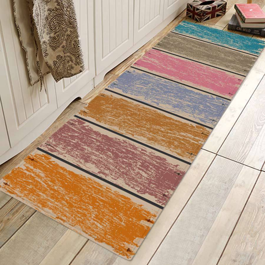 Alfombra de cocina, dormitorio, sala de estar, alfombra de entrada, pasillo, balcón, alfombra de piso con patrón de madera, alfombra larga antideslizante para baño