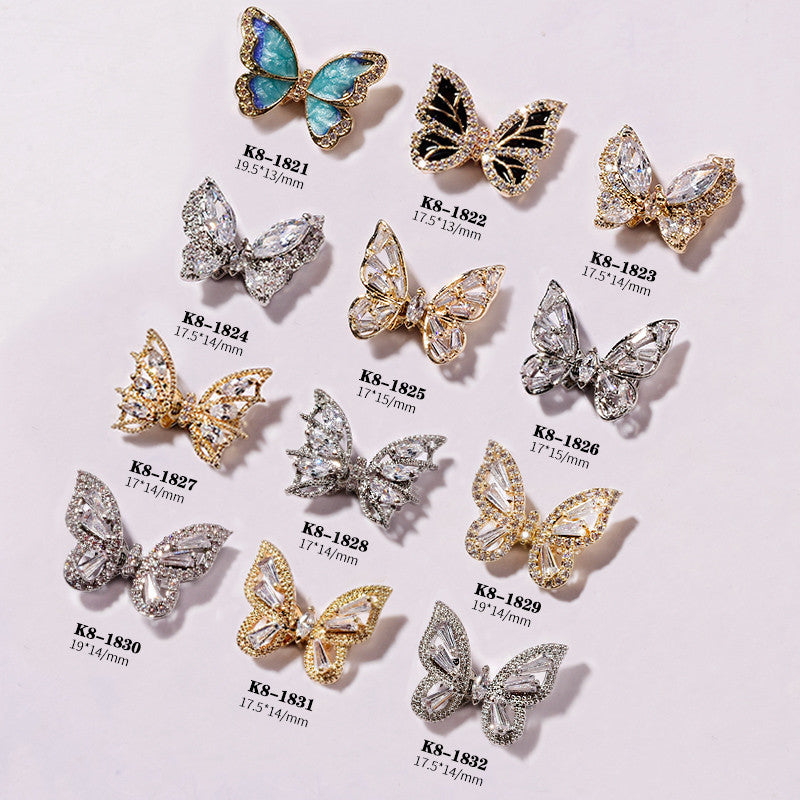 Joyas para uñas con diseño de mariposas que se mueven con inteligencia