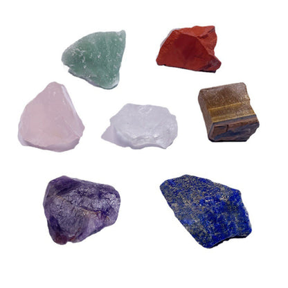 Venta al por mayor de Amazon transfronteriza, adorno de piedra áspera de cristal natural de siete chakras, piedra curativa de siete colores, piedra energética para meditación y yoga