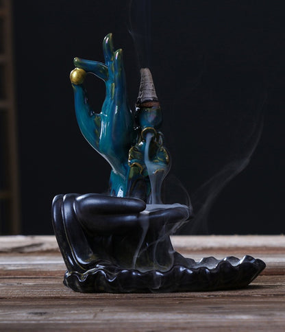 Bergamot Lotus Backflow Incense Burner Lotus Incense Stick Backflow Smoke Dual-Use Incense Burner Home Decoration