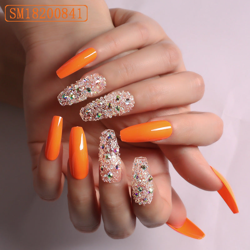 Transparent Nail Beads, Micro Diamonds, Orange Ballet Nails, Nail Supplies, 24-piece Box