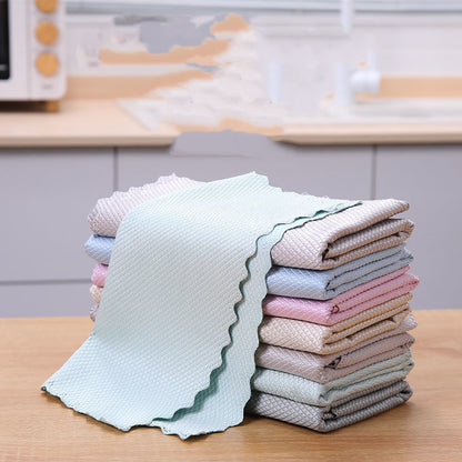 Fish Scale Rag Seamless Glass Cleaning Kitchen Absorbent Towel