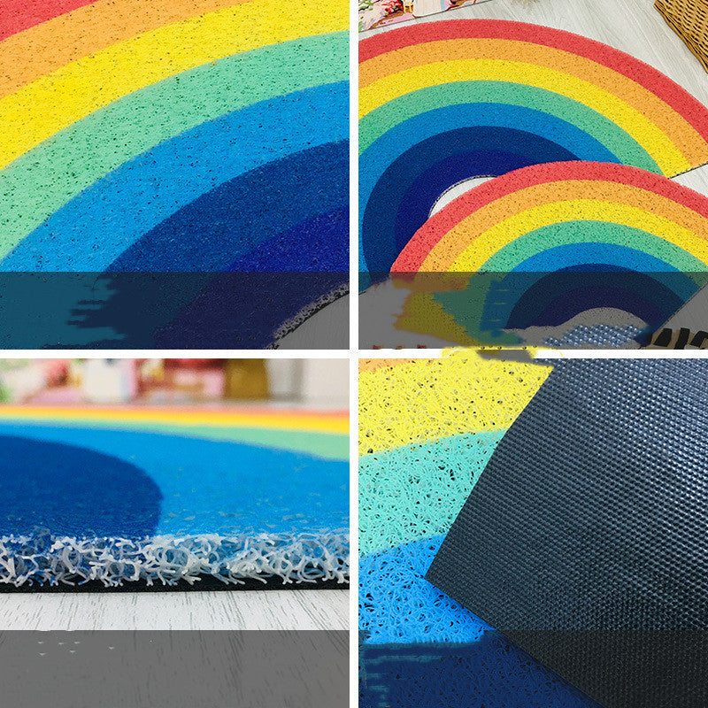 Thickened Semicircle Rainbow Silk Enclosure Floor Mat For Bathroom