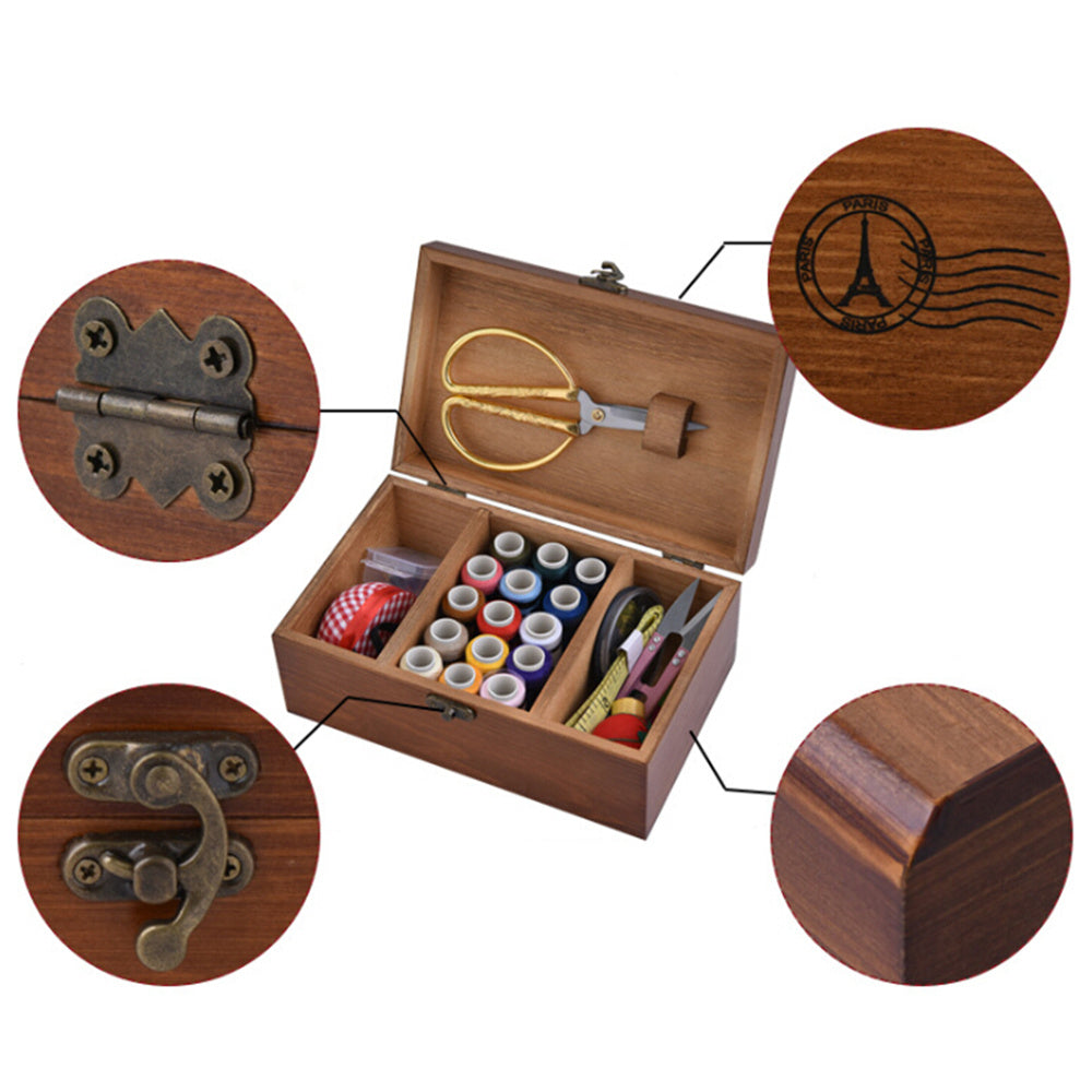 Solid wood sewing box