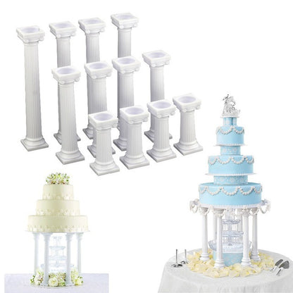 4 piezas de pilares para tartas de boda, herramientas para decorar tartas, soporte de columna romana multicapa, decoración, 7,5 cm, 12,5 cm, 17 cm