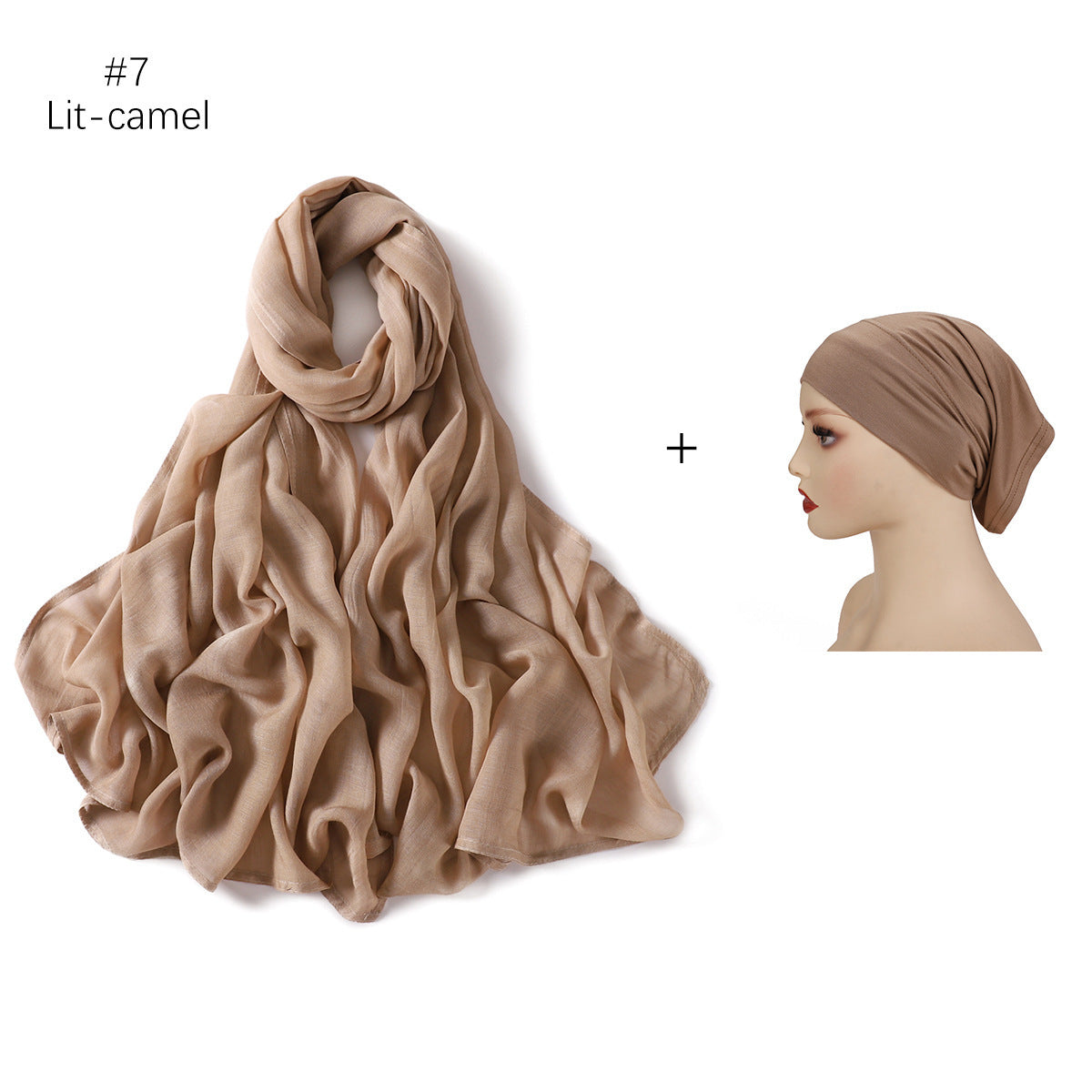 Large Size Scarf Bottoming Hood Same Color Wide Edge Smoke Pipe Cap Combination Set