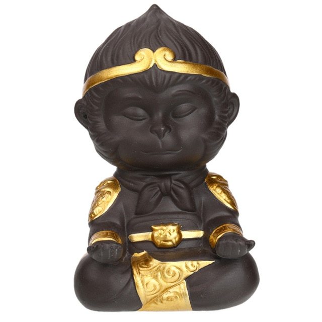 Juego de té de kung fu de arcilla morada china, mascota de té, rey mono para el hogar, bandeja de té decorativa, bandeja de té, estatuas de Sun Wukong, esculturas 