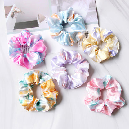 Simple Cloth Satin Tie-dye Children Large Intestine Ring Hair Accessories Headdress