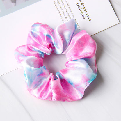 Simple Cloth Satin Tie-dye Children Large Intestine Ring Hair Accessories Headdress