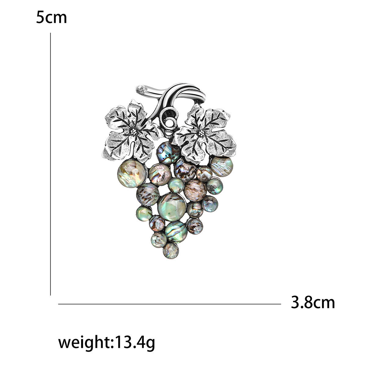 New Fashion Creative Alloy Abalone Shell Grape Brooch Accessories