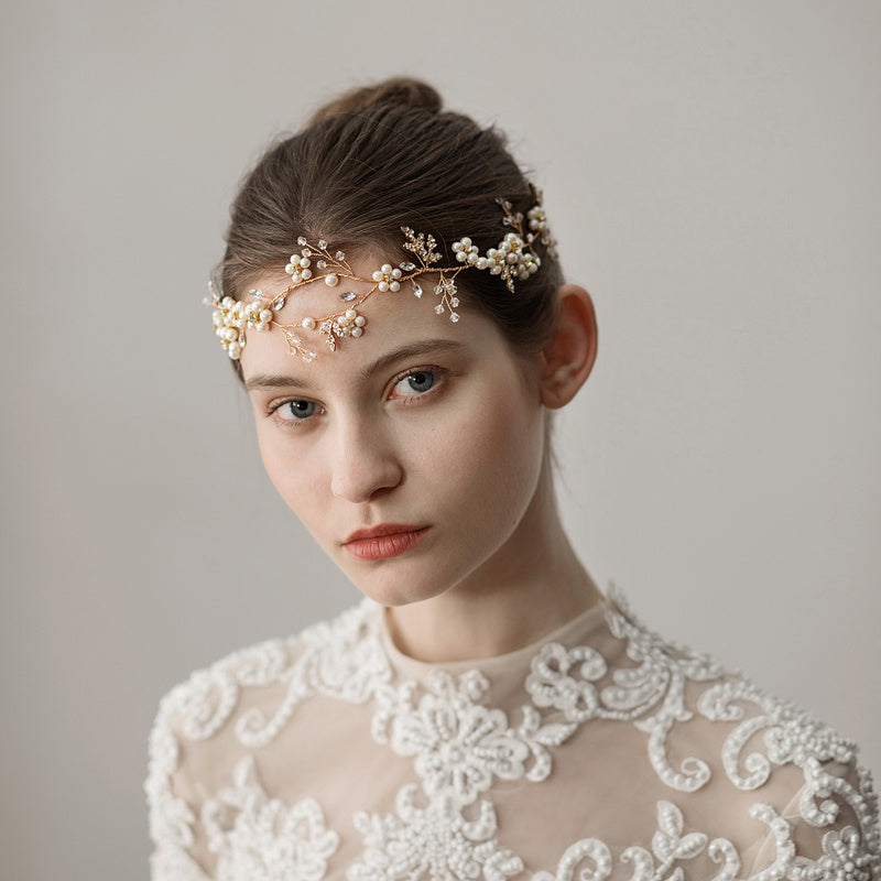 Accesorios para diademas de boda con flores de perlas