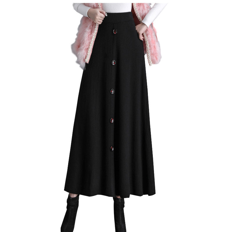 Knitted Pleated Thick Umbrella Skirt For Women