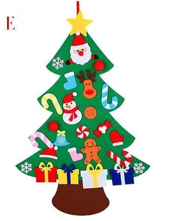 Árbol de Navidad de fieltro para bricolaje, regalo de Año Nuevo para niños pequeños, juguetes hechos a mano, adornos para colgar en la pared de la puerta, juego de decoración para fiestas navideñas y hogar