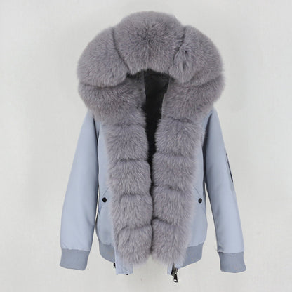 New Parka Thick Raccoon Fur Liner Detachable Jacket