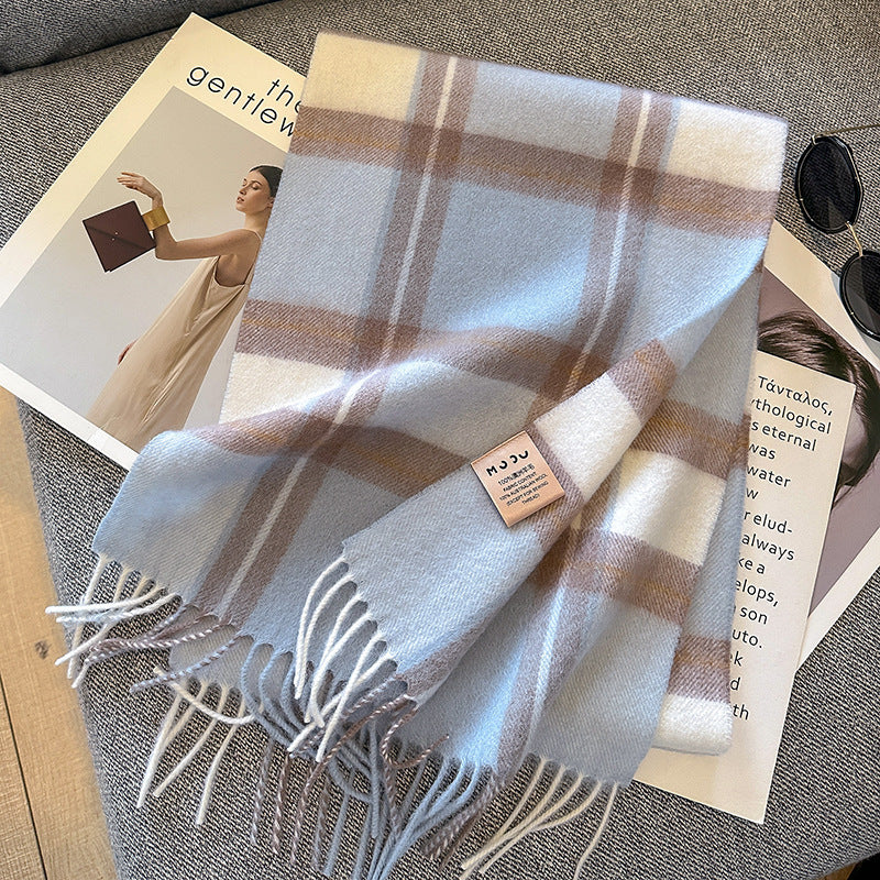 Pure Wool Plaid Scarf British Classic