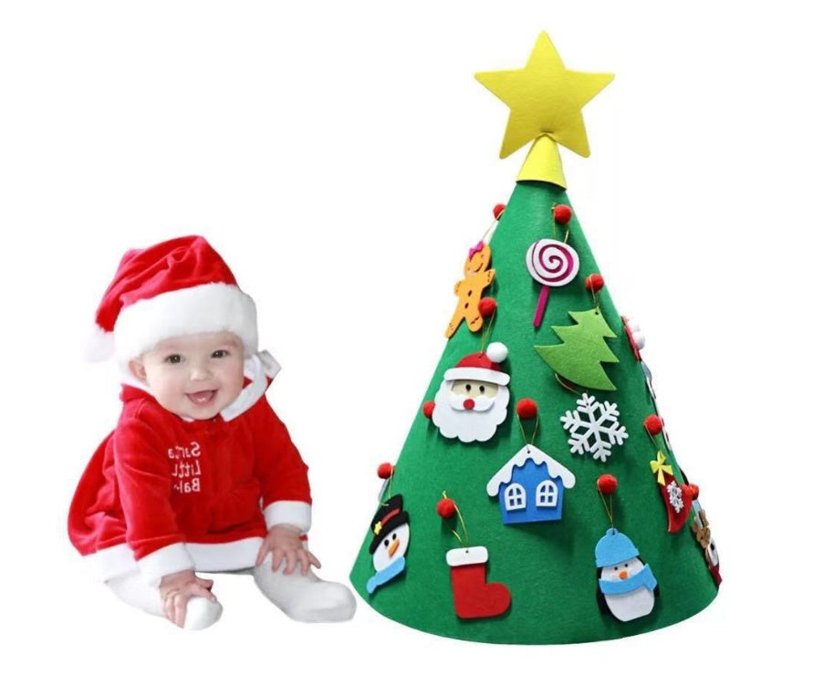 Árbol de Navidad de fieltro Colgante de árbol de Navidad tridimensional Rompecabezas para niños Hecho a mano DIY