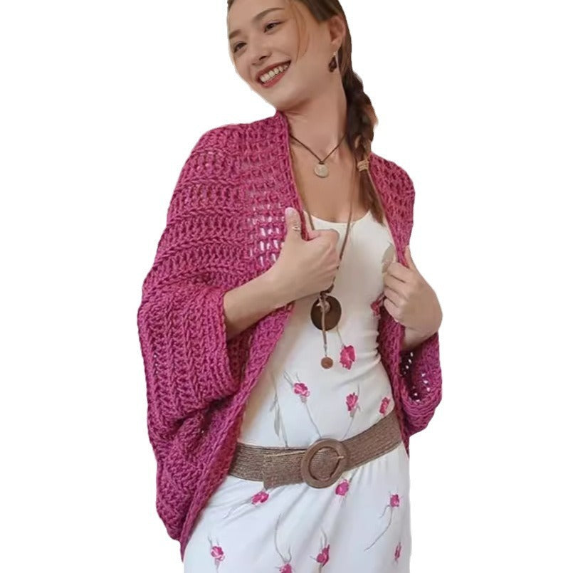 Women's Loose Sweater Coat With Shawl