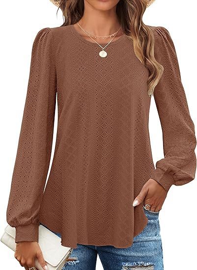 Women's Loose Casual Lantern Sleeve Long Sleeve T-shirt