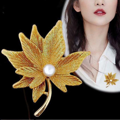 Broche de perlas de doble capa de moda para mujer