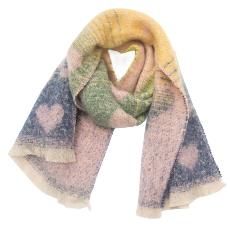 Women's Neck Warmer European And American Jacquard Love Scarf